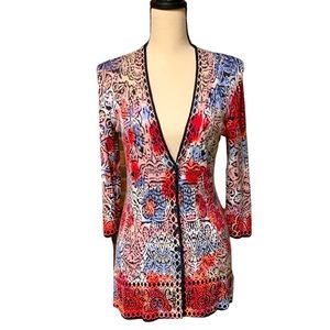 NIC & ZOE Women’s Multicolored Boho Print Lightweight V Neck Button Up Cardigan